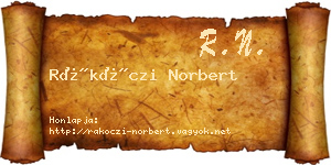 Rákóczi Norbert névjegykártya
